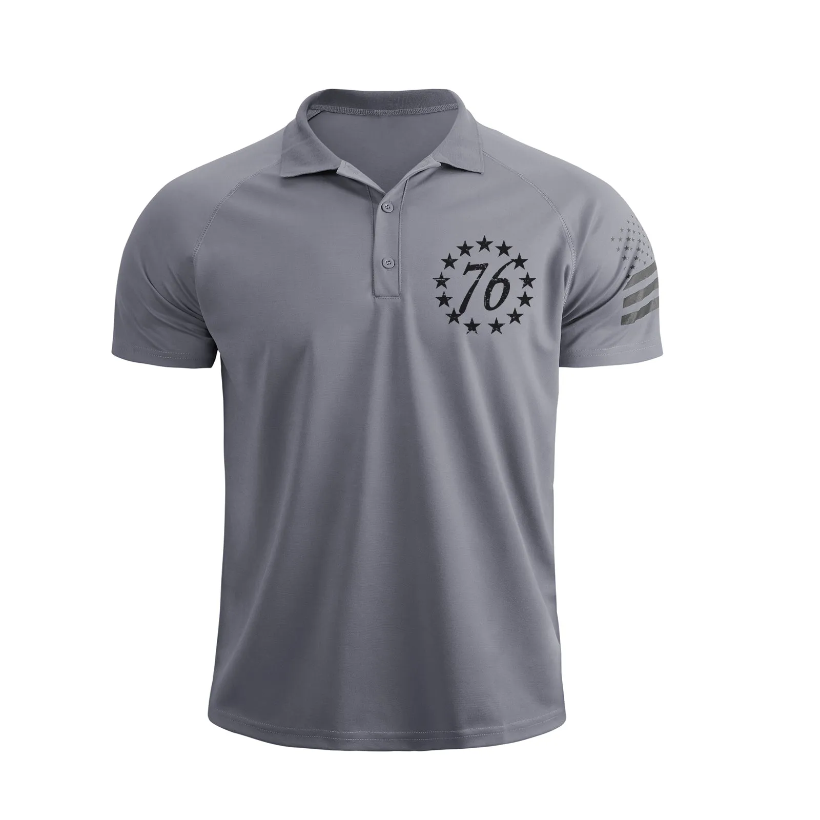 1776 USA FLAG RAGLAN GRAPHIC POLO SHIRT