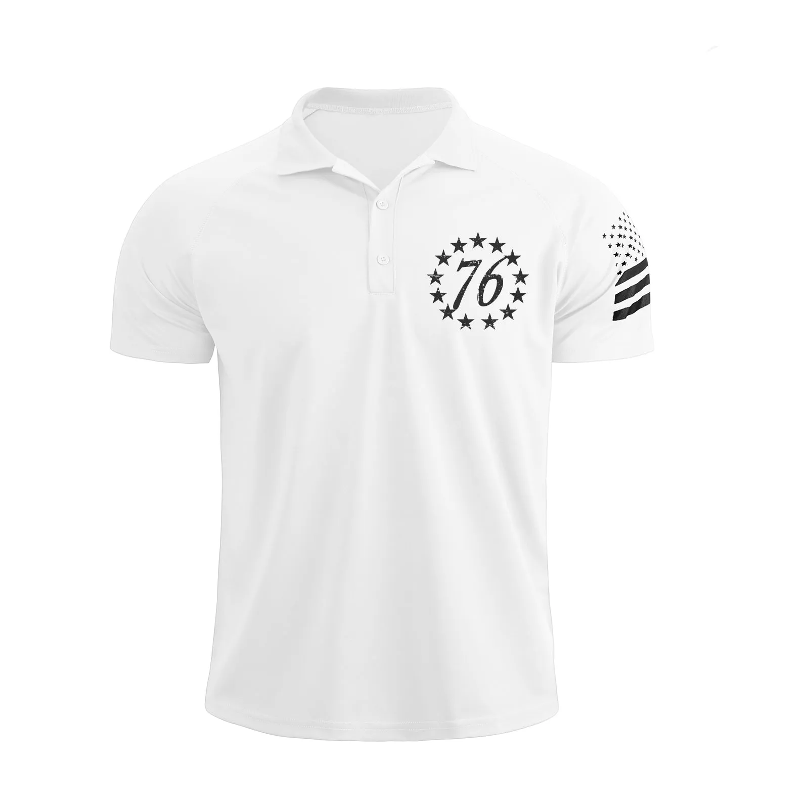 1776 USA FLAG RAGLAN GRAPHIC POLO SHIRT