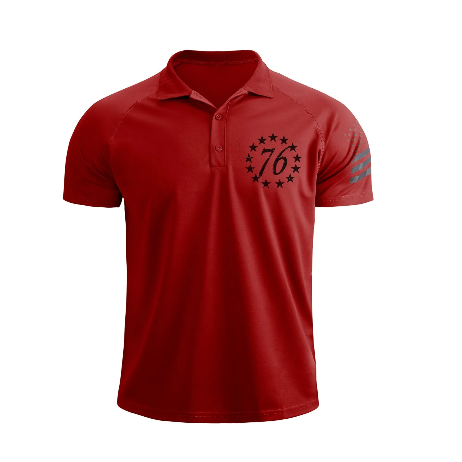 1776 USA FLAG RAGLAN GRAPHIC POLO SHIRT