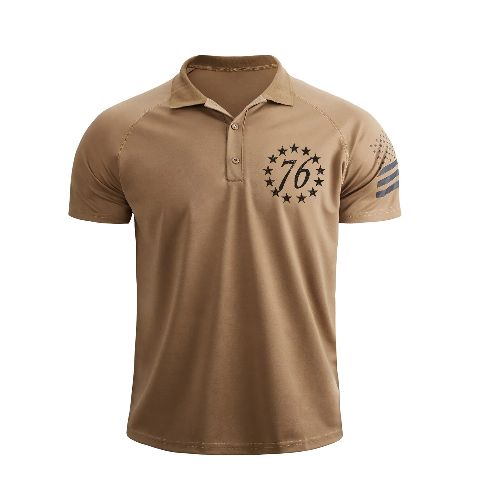 1776 USA FLAG RAGLAN GRAPHIC POLO SHIRT