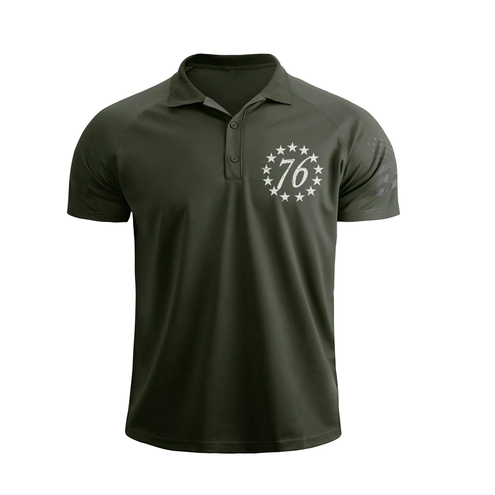 1776 USA FLAG RAGLAN GRAPHIC POLO SHIRT