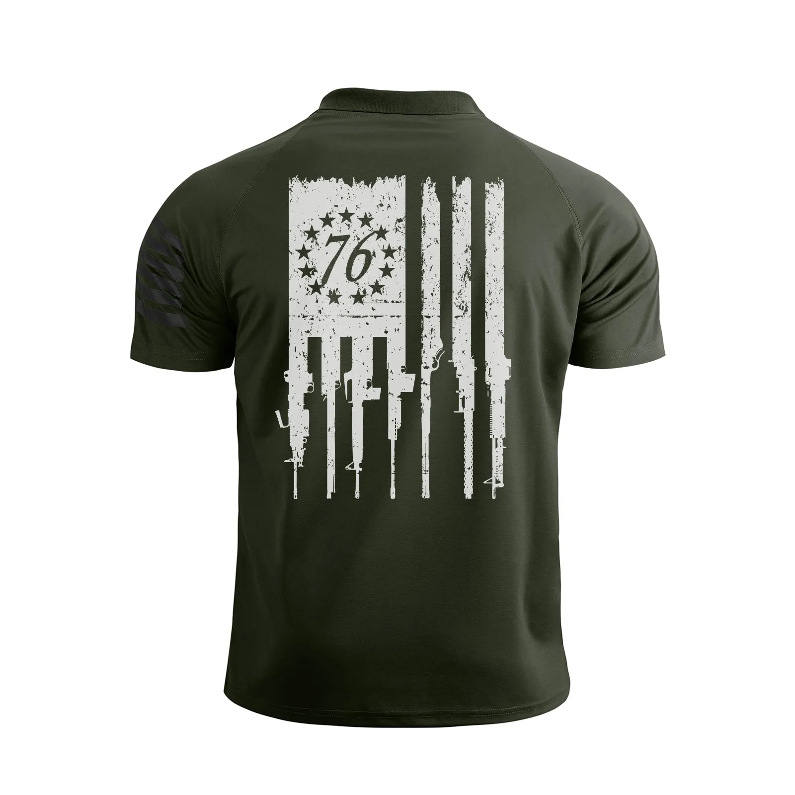 1776 USA FLAG RAGLAN GRAPHIC POLO SHIRT
