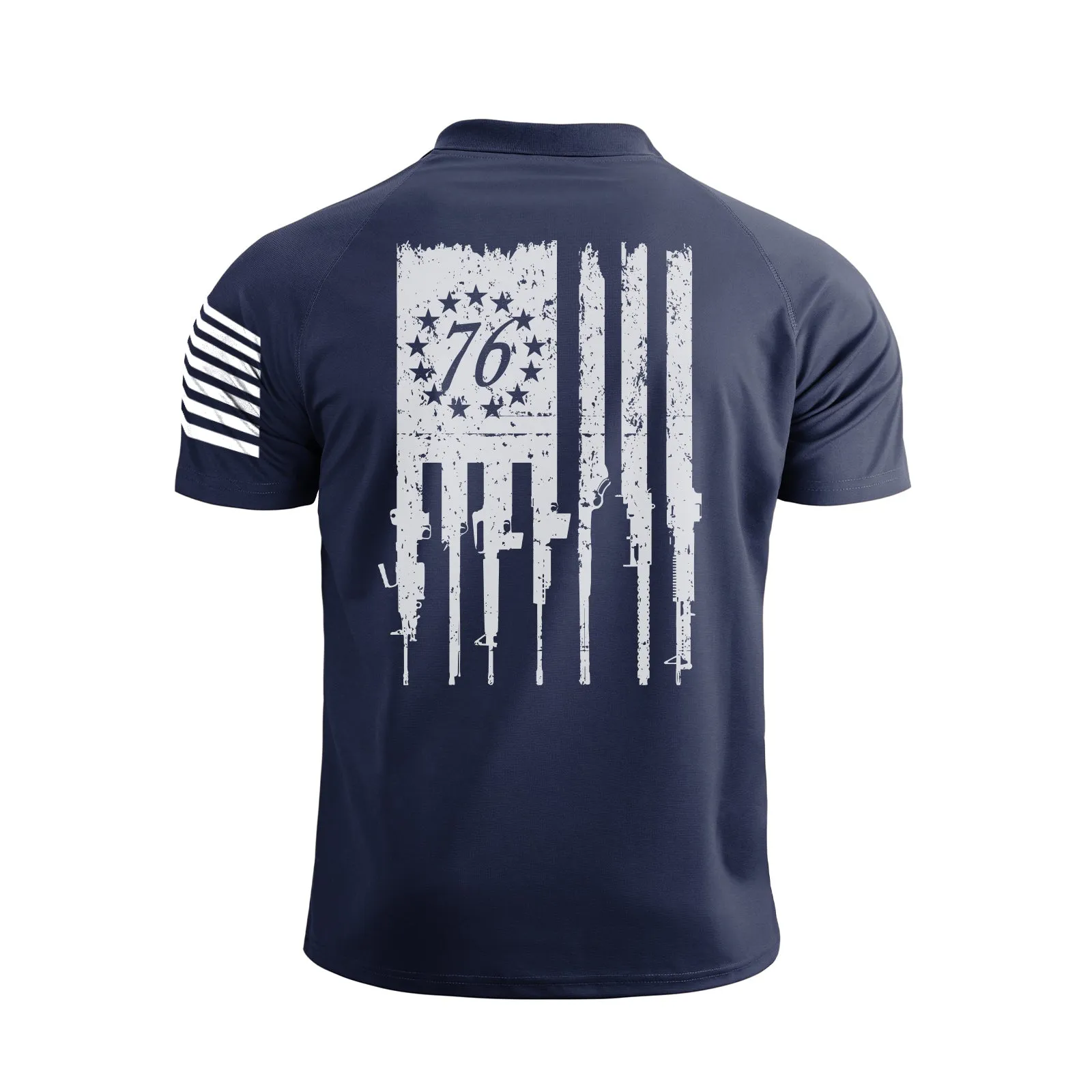 1776 USA FLAG RAGLAN GRAPHIC POLO SHIRT