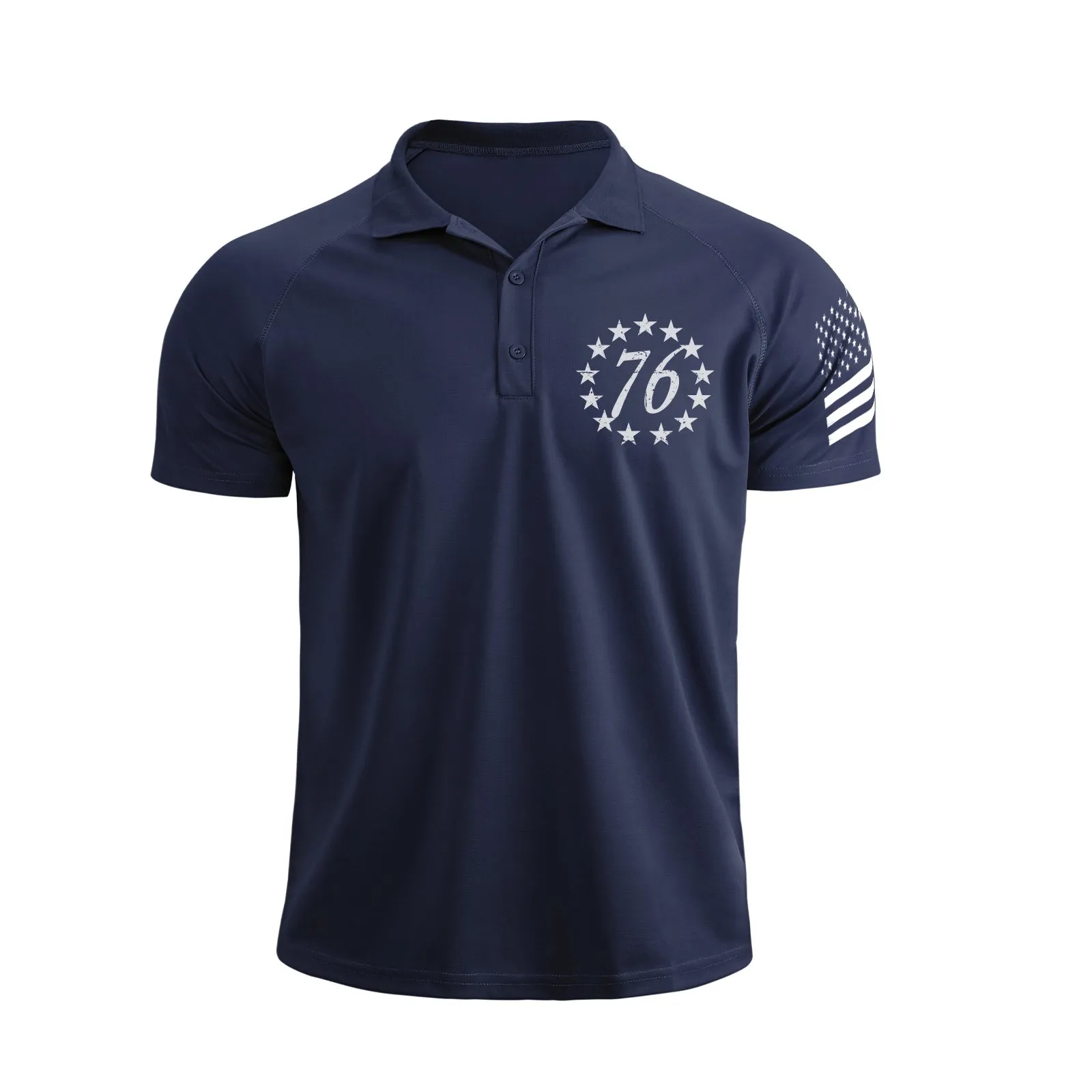 1776 USA FLAG RAGLAN GRAPHIC POLO SHIRT