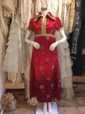 1960s Chinese-inspired Satin Maxi Dress
