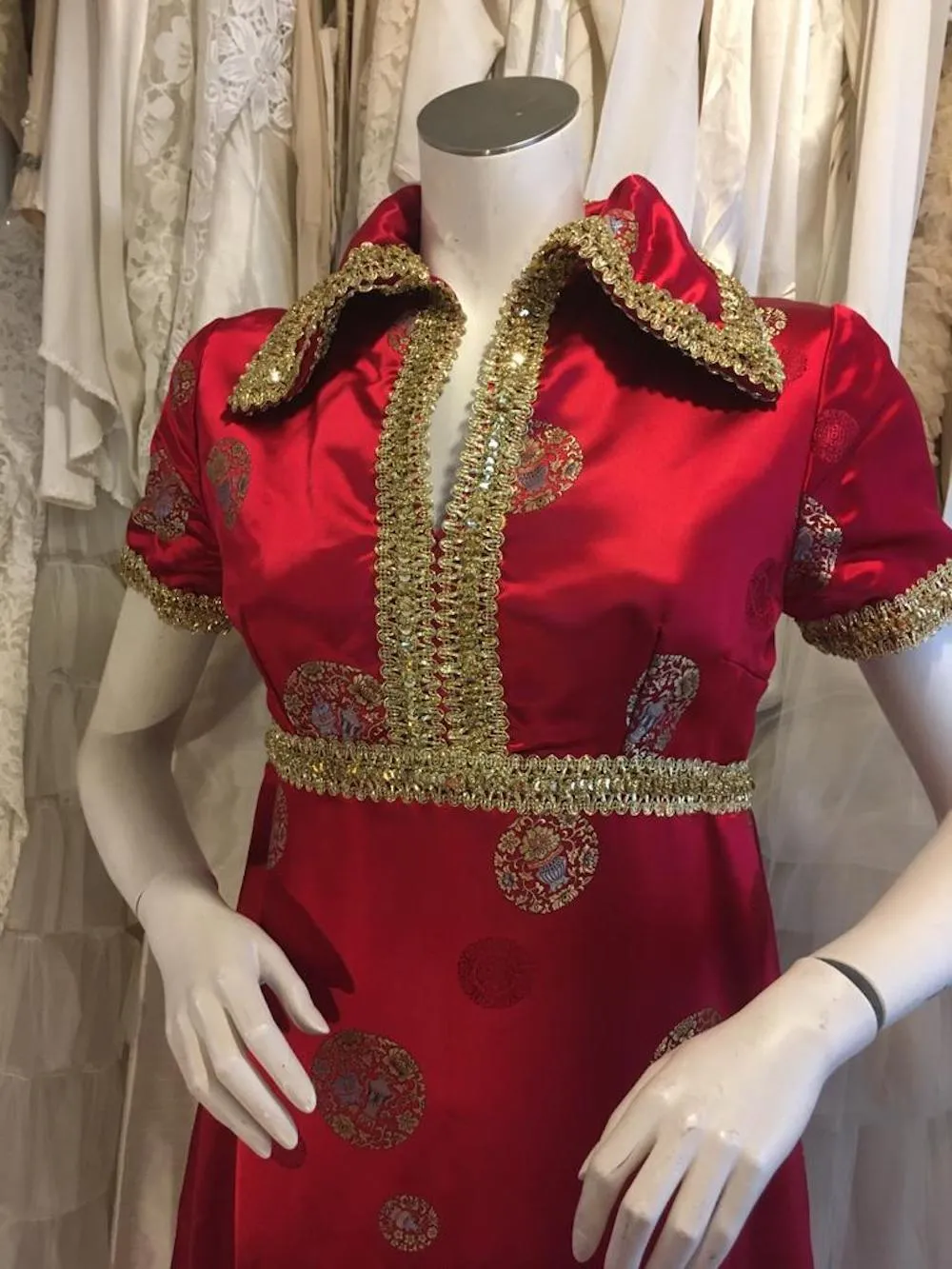 1960s Chinese-inspired Satin Maxi Dress