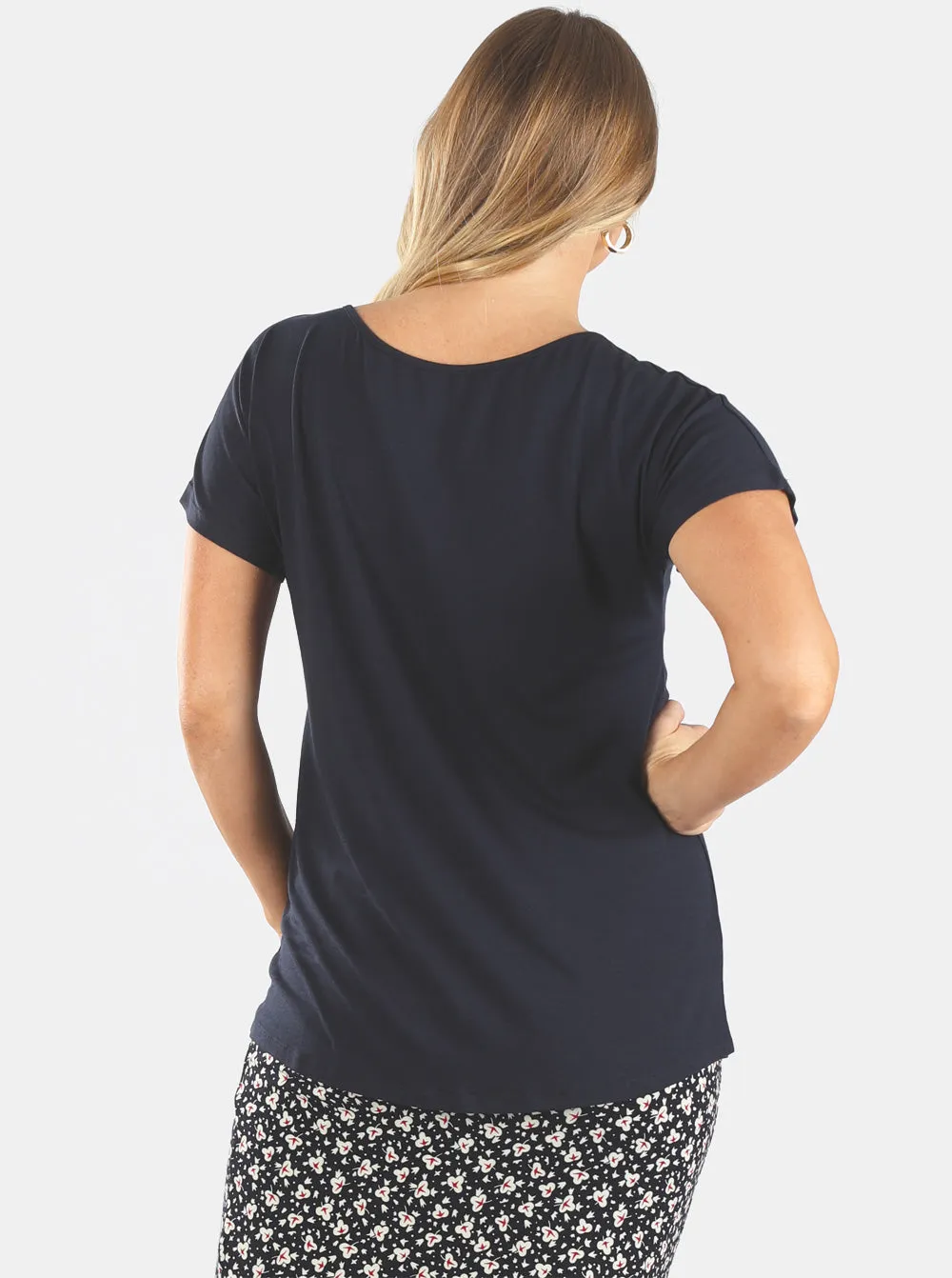 2-piece set- Reversible Navy Maternity Tie Front Tee and Skirt