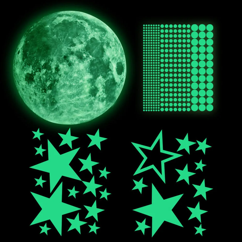 435pcs Glow In The Dark Wall Sticker Luminous Moon Stars Dots