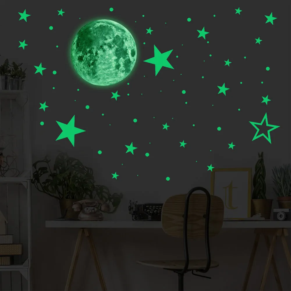 435pcs Glow In The Dark Wall Sticker Luminous Moon Stars Dots