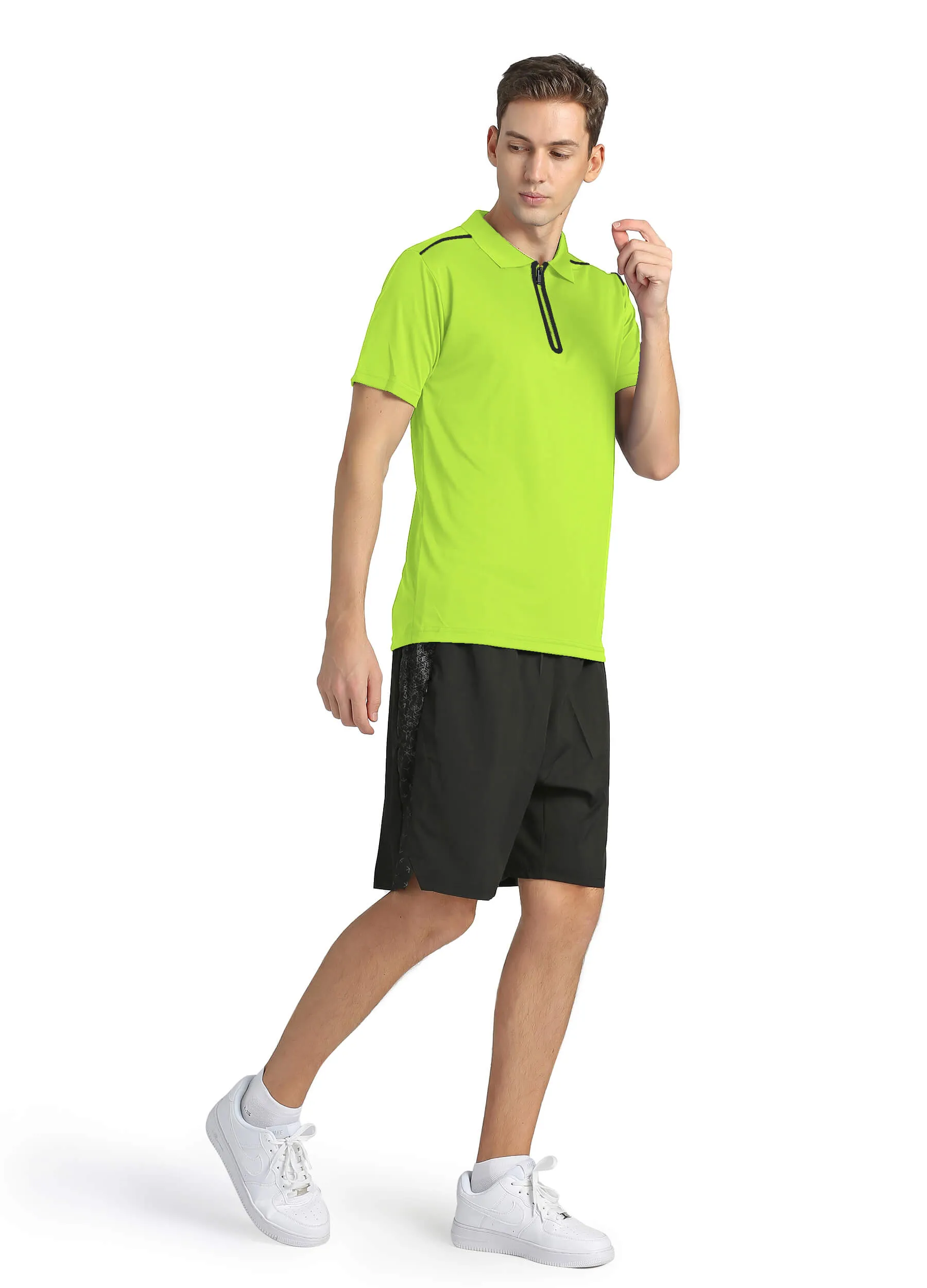 4POSE Men's Light Green Moisture Wicking Quick Dry Golf Workout Polo Shirt (Clearance)