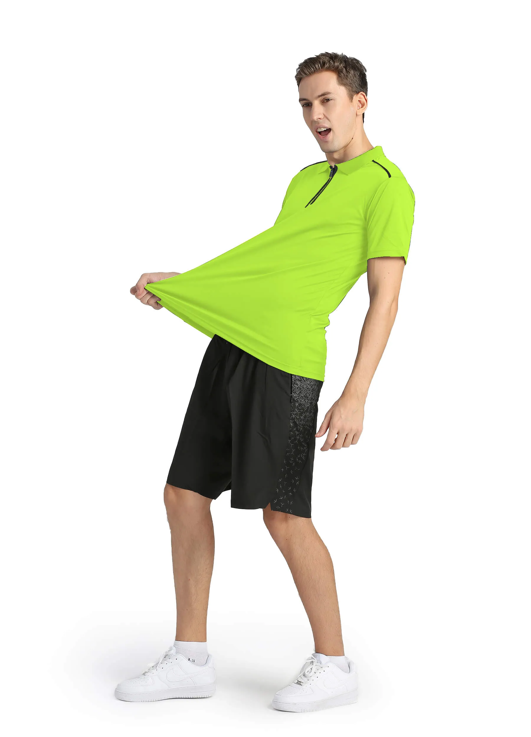 4POSE Men's Light Green Moisture Wicking Quick Dry Golf Workout Polo Shirt (Clearance)