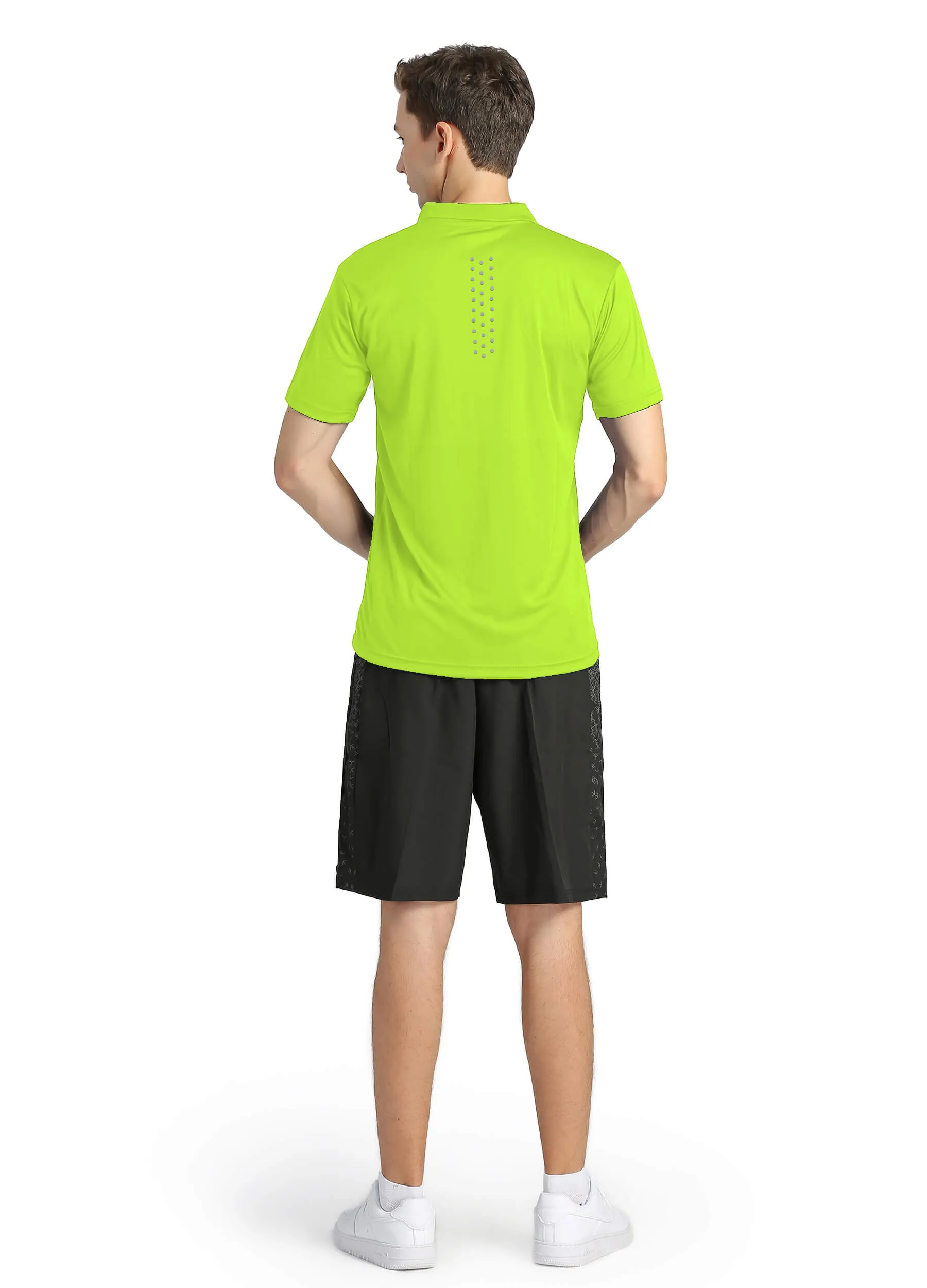 4POSE Men's Light Green Moisture Wicking Quick Dry Golf Workout Polo Shirt (Clearance)