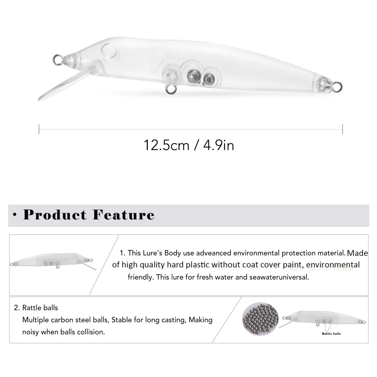5 Piece Transparent Fishing Lures