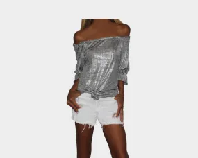 58 Empire Silver Off Shoulder Top - The Ibiza