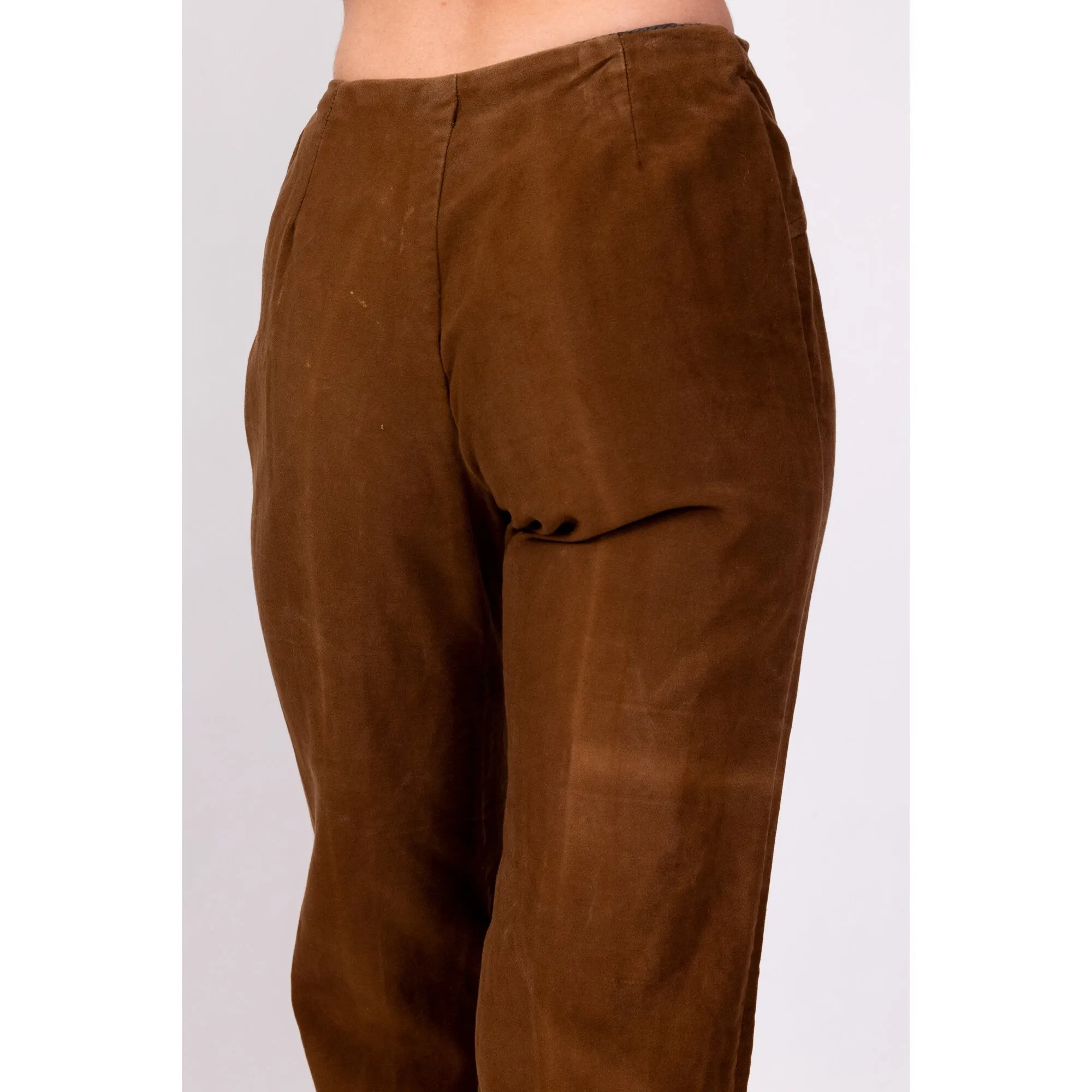 70s Ultrasuede Western Horn Buckle Pants - Petite Extra Small
