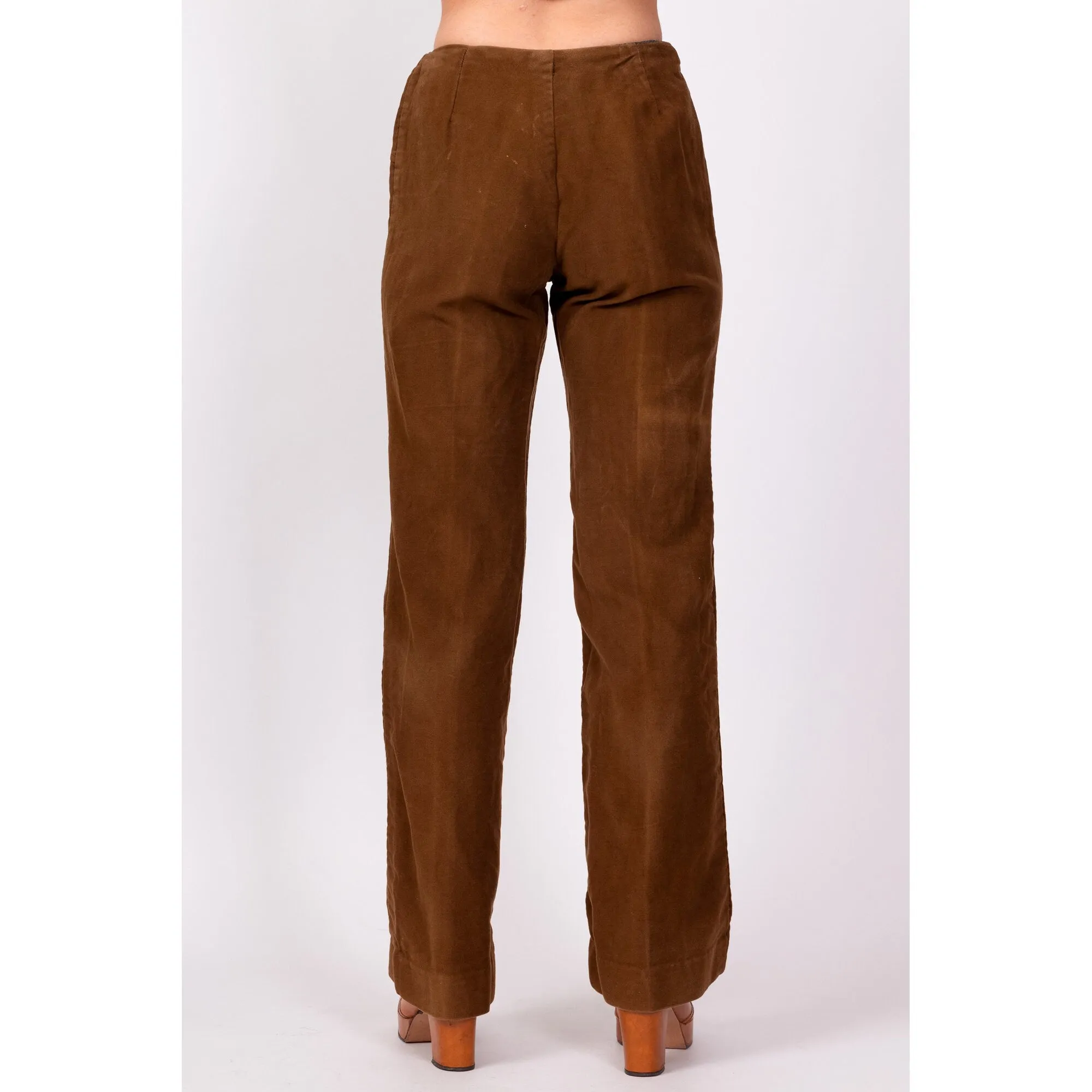 70s Ultrasuede Western Horn Buckle Pants - Petite Extra Small
