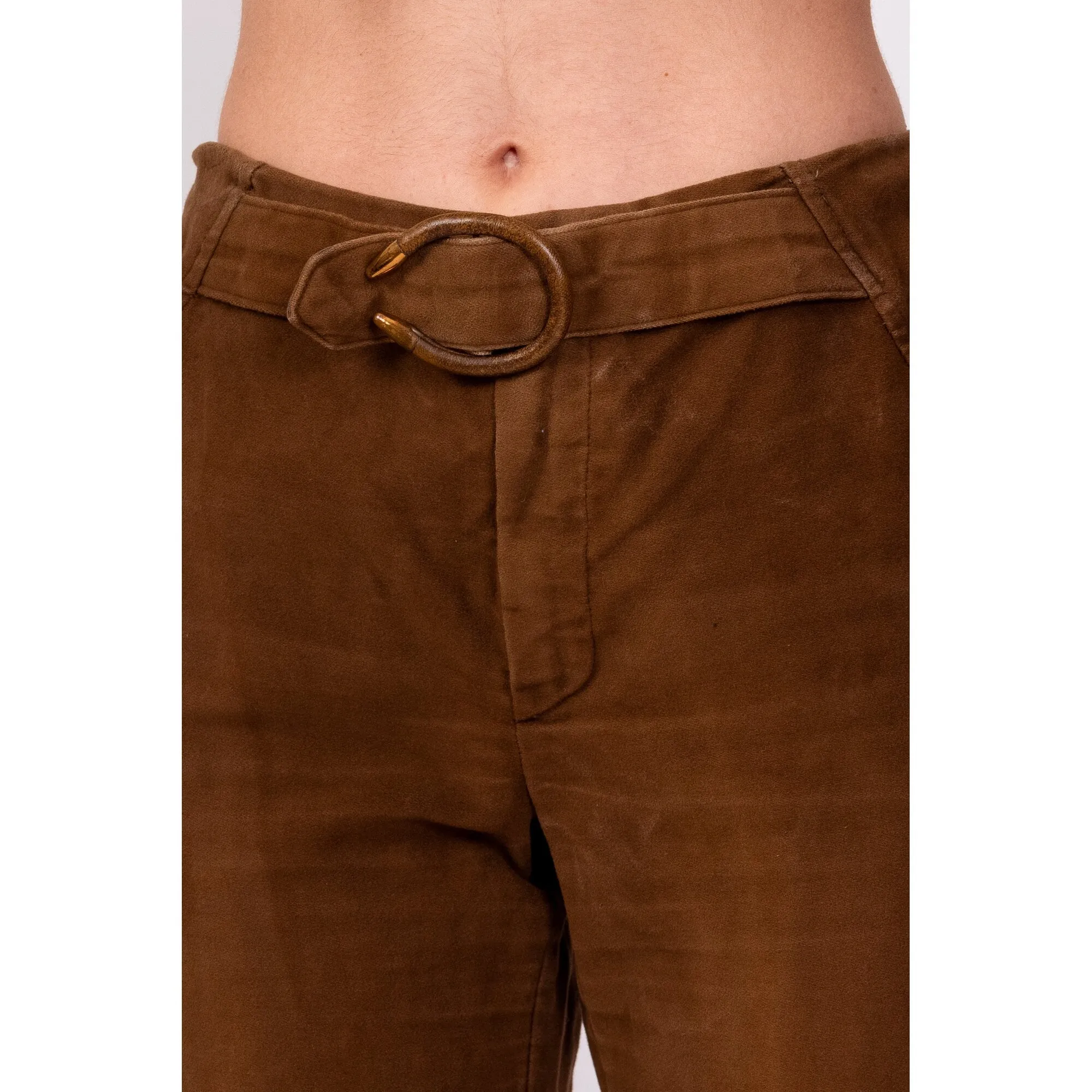 70s Ultrasuede Western Horn Buckle Pants - Petite Extra Small