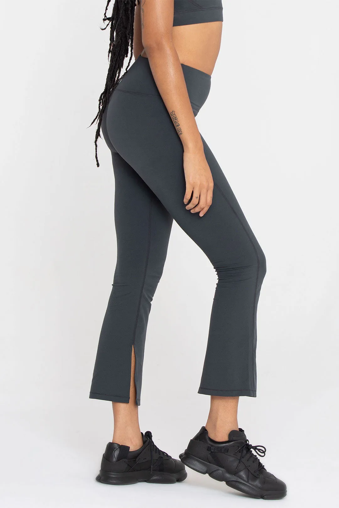 7/8 High-Waist Split-Hem Flare Legging with Reflective Logo 25.5"