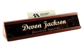 9.375" x 2.25" Mahogany Executive Desk Wedge w/Business Card Slot, Insert