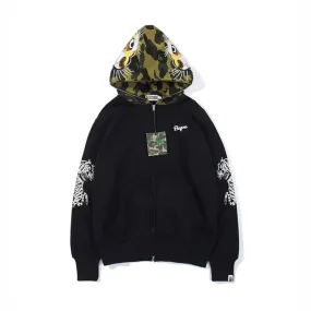A bathing ape bape  full zip up hoodie embroidered-logo zip-up hoodie men's full face zip hoodie