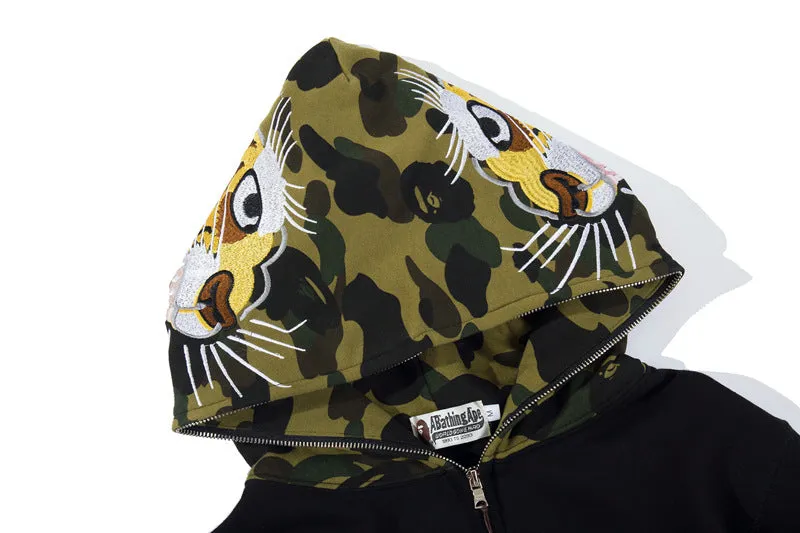 A bathing ape bape  full zip up hoodie embroidered-logo zip-up hoodie men's full face zip hoodie