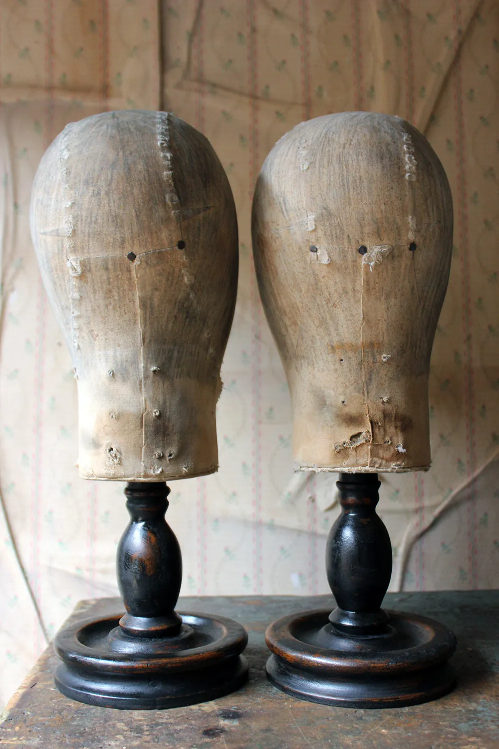 A Decorative Pair of Mannequin Shop Display Heads as a Flapper & Dandy