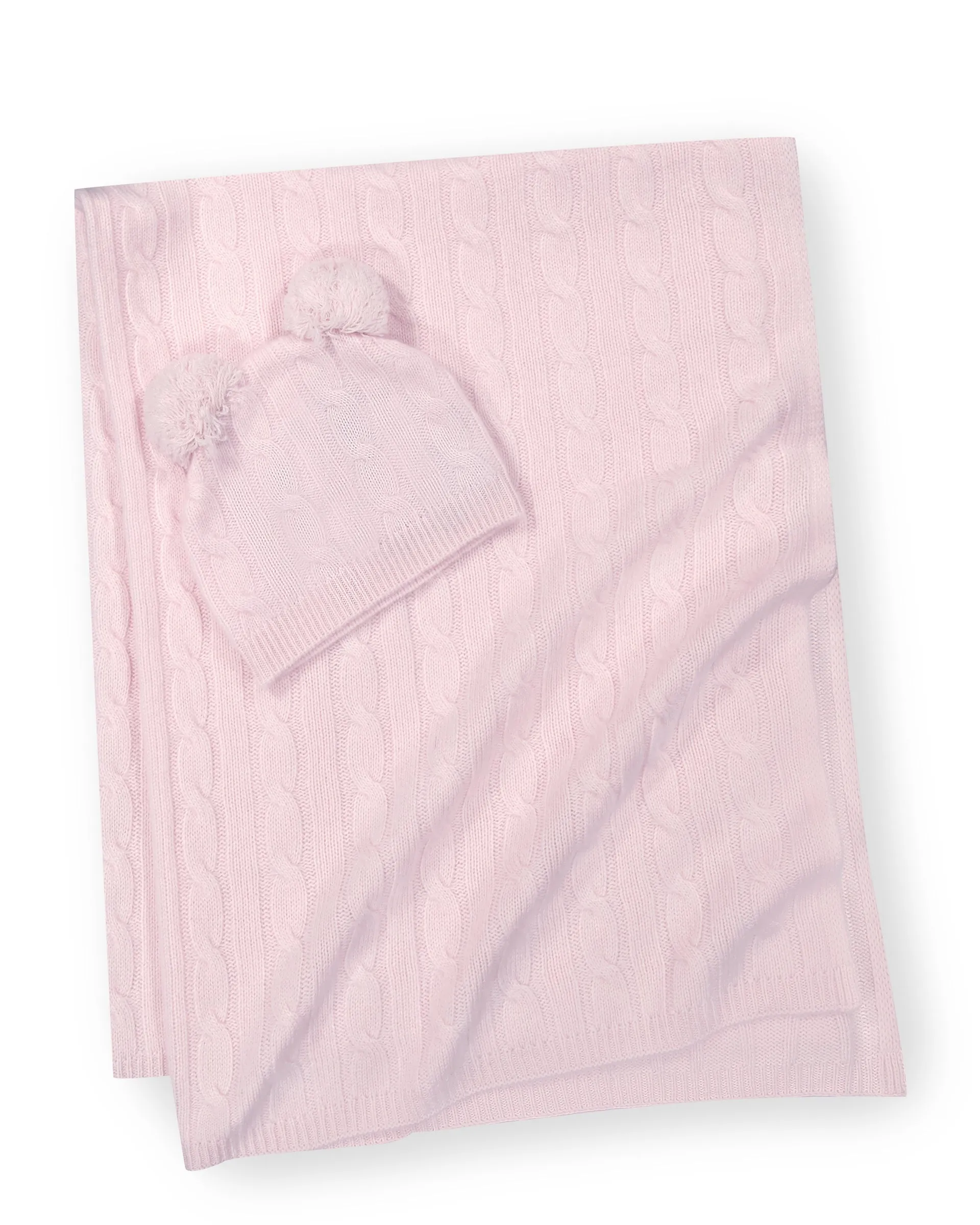 Angel Cable Baby Hat and Blanket Set
