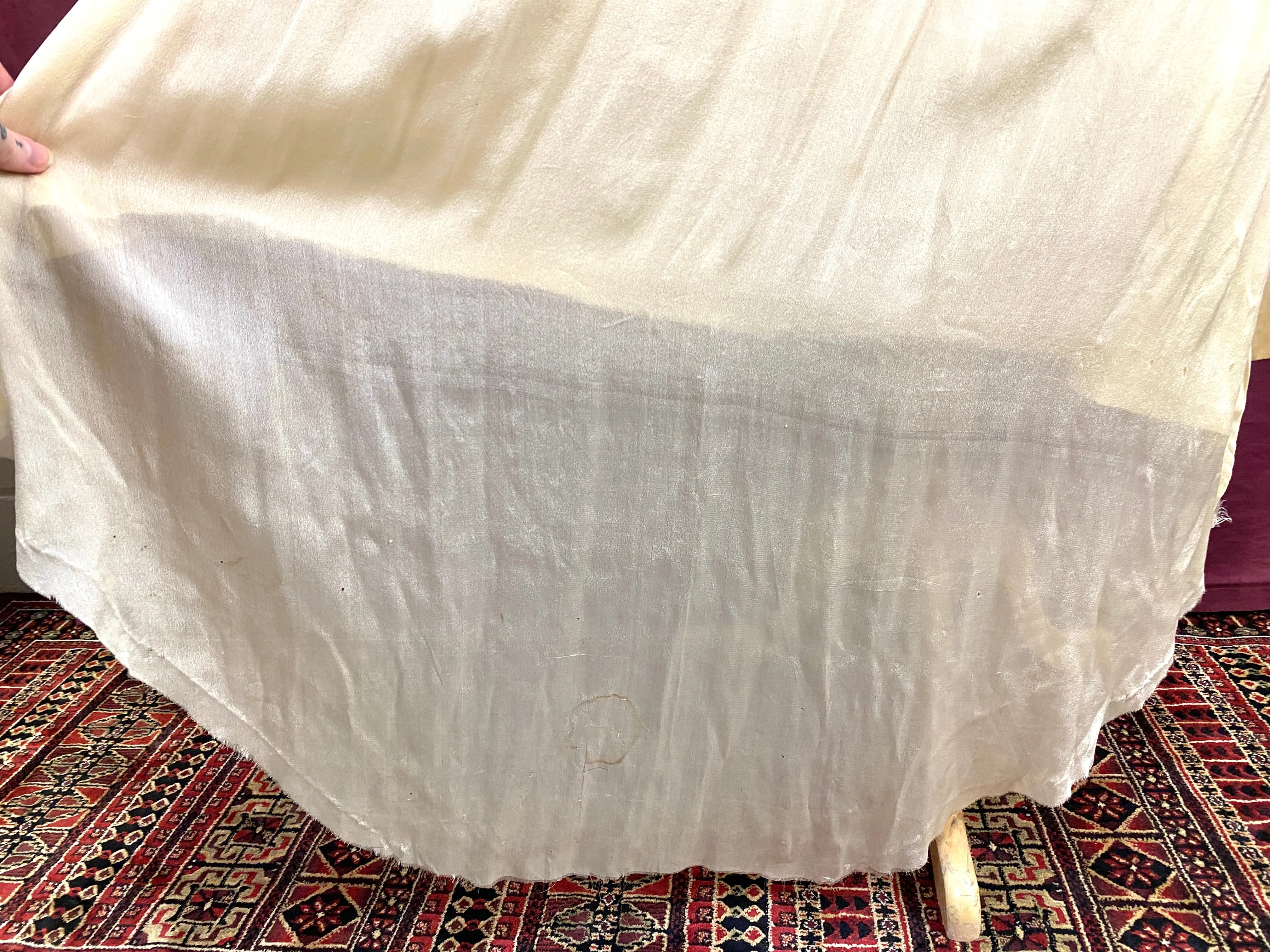 Antique Edwardian 1910s Cream Silk Chiffon & Crochet Dress, XXS