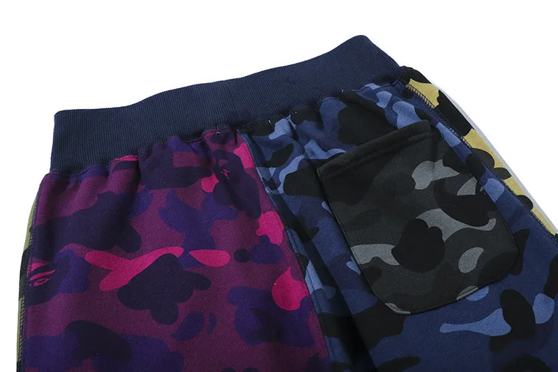ape Shark WGM Unisex Sweatpants Camouflage Multilayer Splicing Personalized Casual Pants