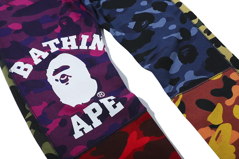 ape Shark WGM Unisex Sweatpants Camouflage Multilayer Splicing Personalized Casual Pants
