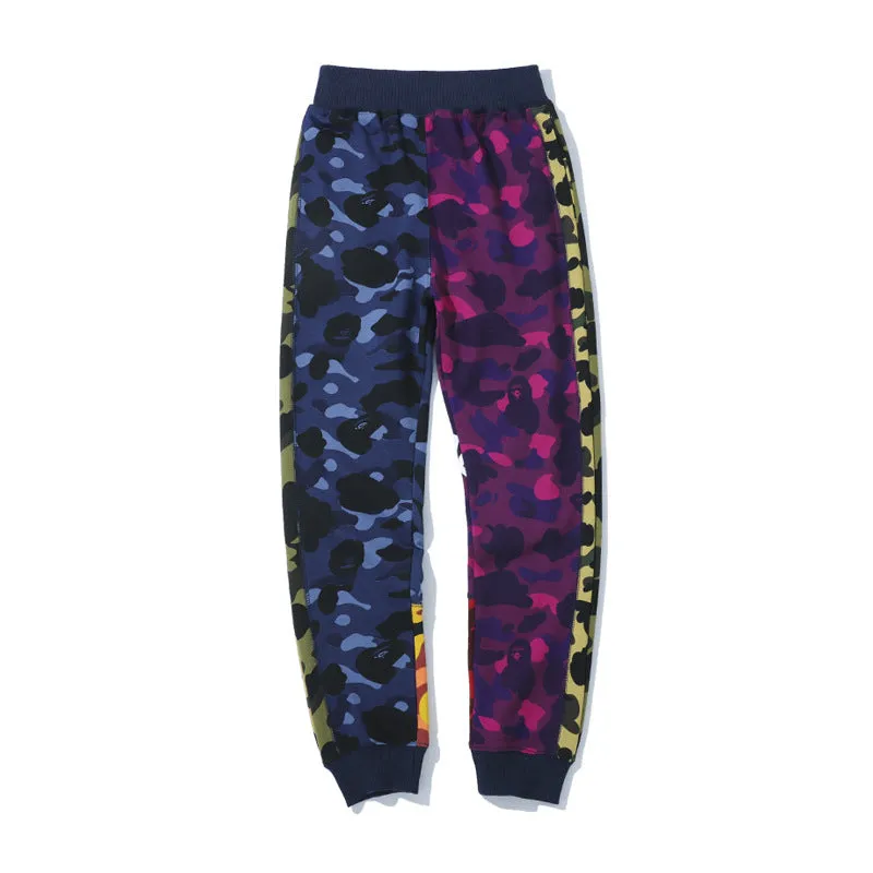 ape Shark WGM Unisex Sweatpants Camouflage Multilayer Splicing Personalized Casual Pants