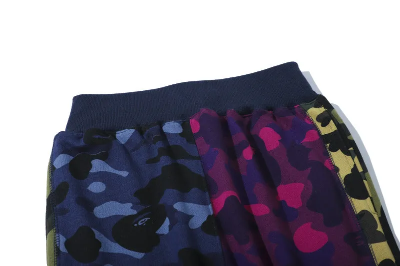 ape Shark WGM Unisex Sweatpants Camouflage Multilayer Splicing Personalized Casual Pants