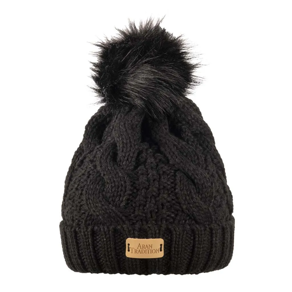 Aran Cable Pom Pom Hat