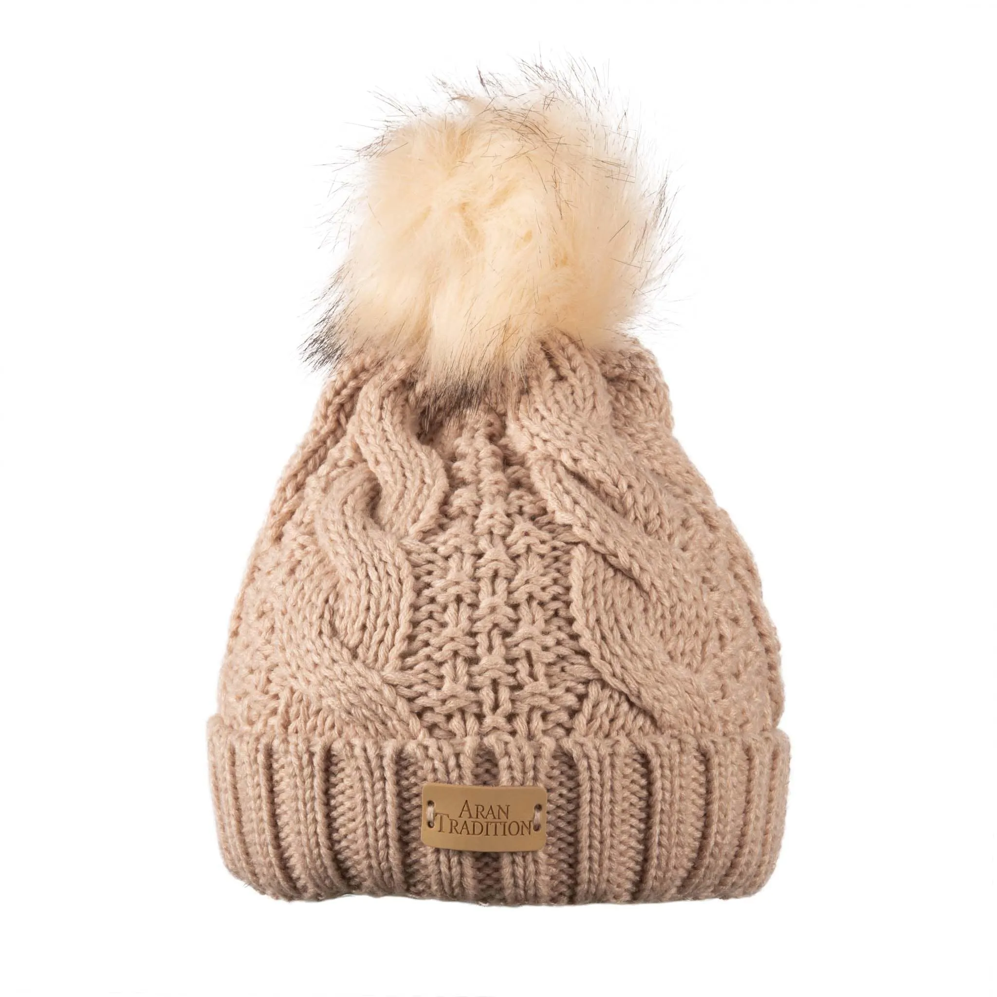 Aran Cable Pom Pom Hat