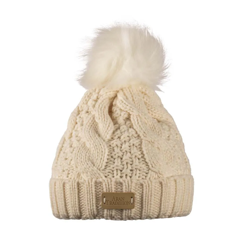 Aran Cable Pom Pom Hat