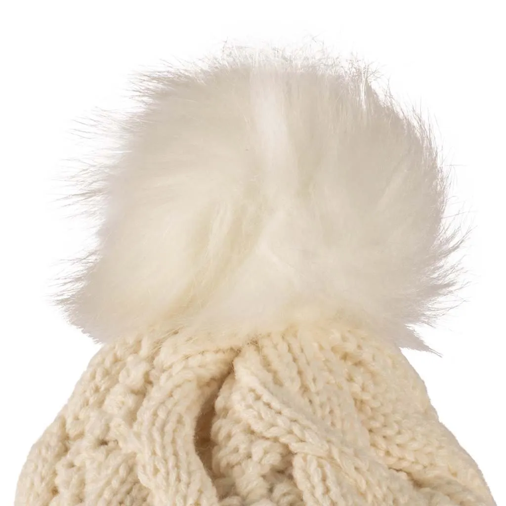 Aran Cable Pom Pom Hat