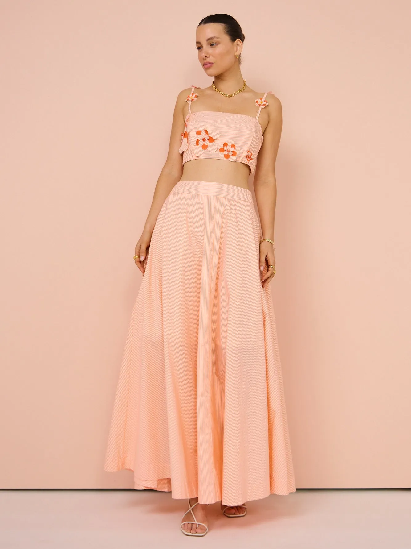 Aston Studio Mimi Skirt in Nectar Fine Stripe