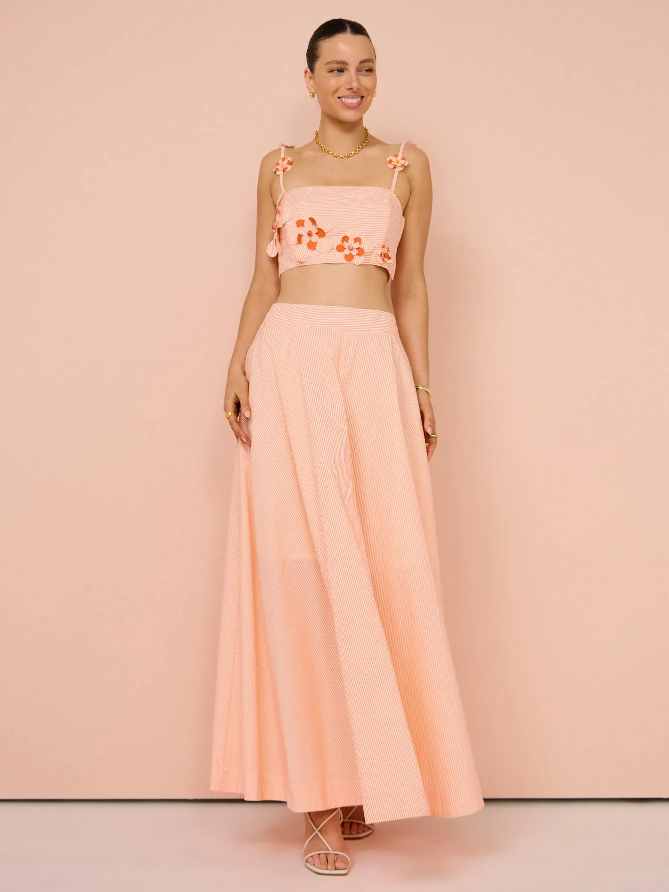 Aston Studio Mimi Skirt in Nectar Fine Stripe