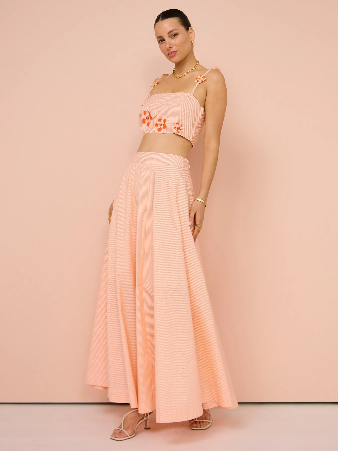 Aston Studio Mimi Skirt in Nectar Fine Stripe