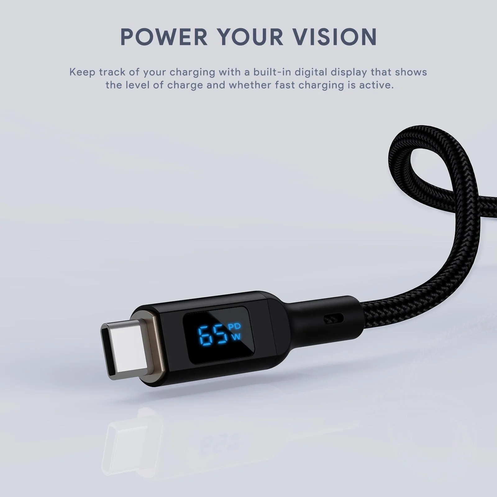 Aukey CB-MCC101/CB-MCC102 100W Nylon Braided USB C to C Cable with LCD Display (1/1.8m)
