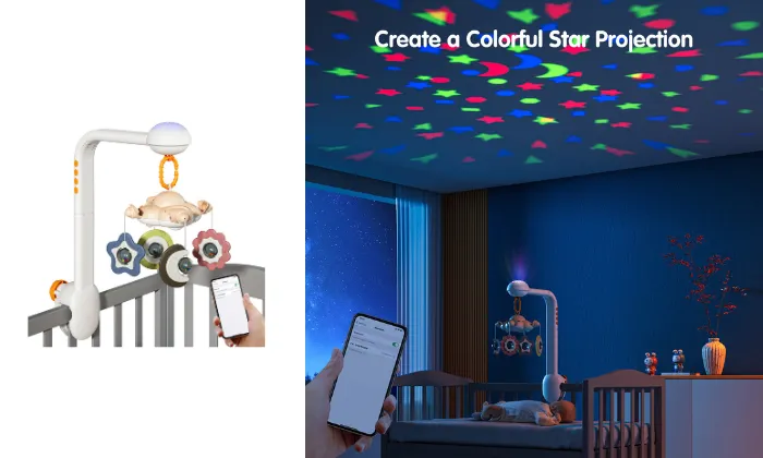 Baby Crib Mobile With Projection Night Light