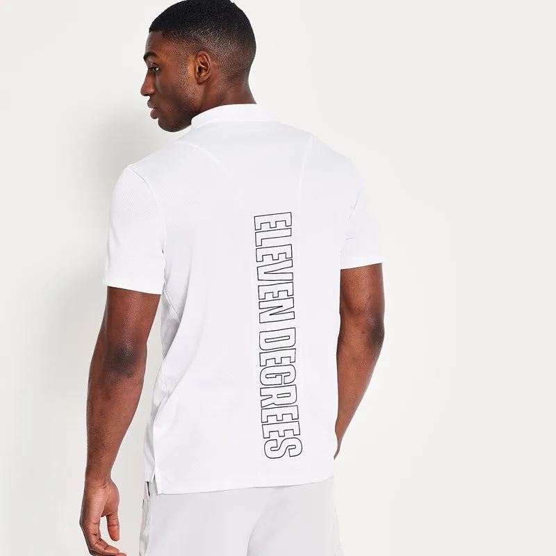 Back Graphic Pique Golf Polo - White