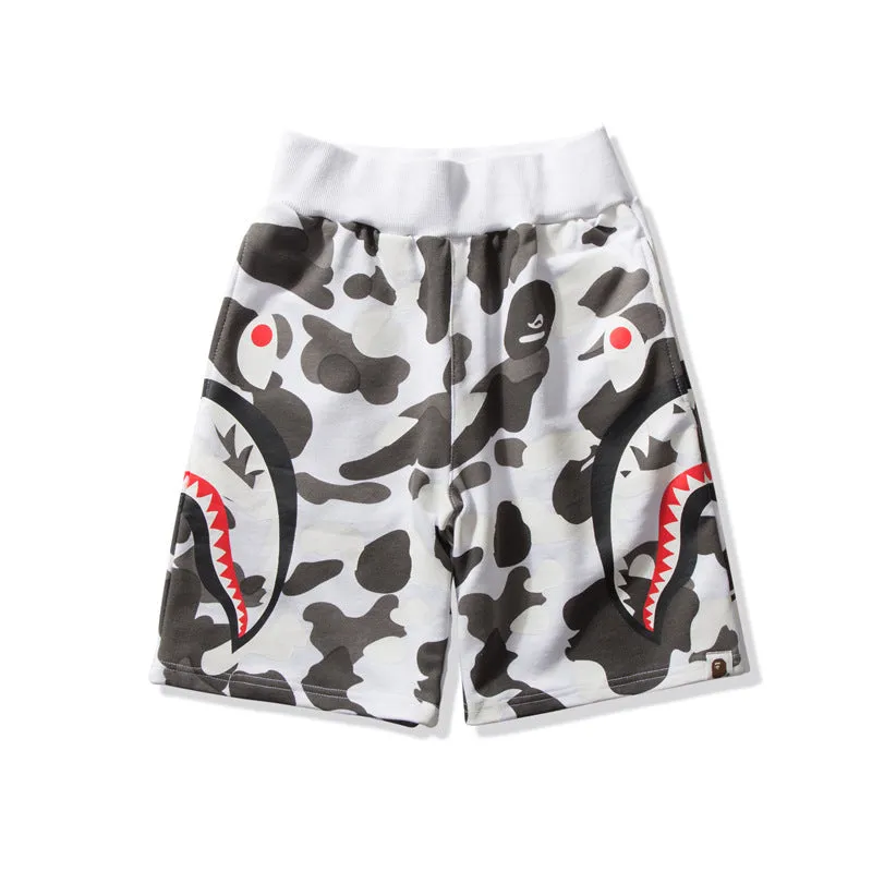 bape camo orange shorts