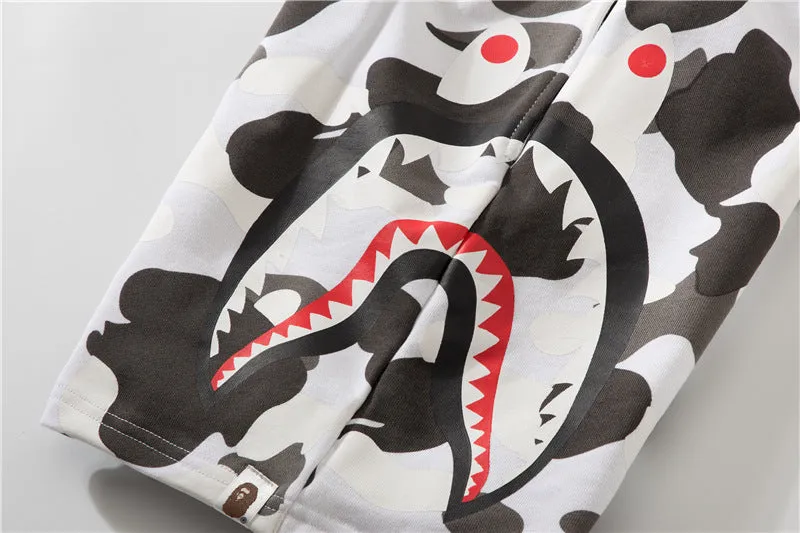 bape camo orange shorts