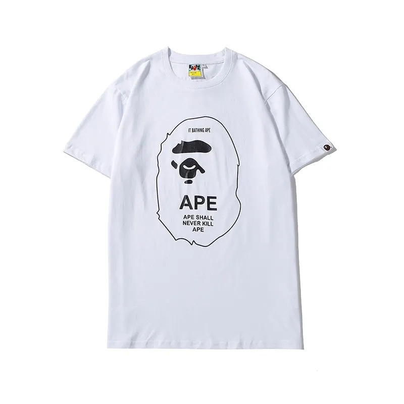 BAPE Short Sleeve By Bathing Ape Man Printing Reflective Color Black White Summer Boyfriend T-Shirt