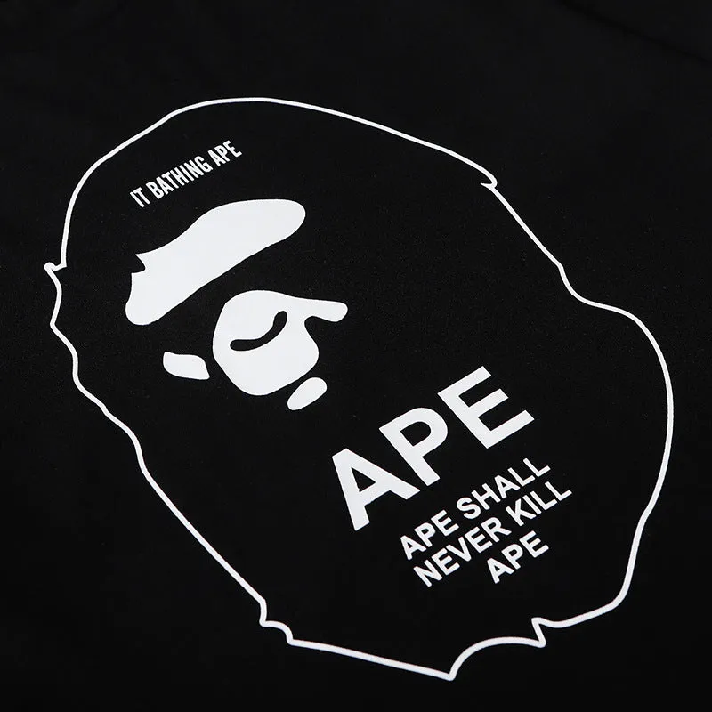 BAPE Short Sleeve By Bathing Ape Man Printing Reflective Color Black White Summer Boyfriend T-Shirt