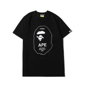 BAPE Short Sleeve By Bathing Ape Man Printing Reflective Color Black White Summer Boyfriend T-Shirt