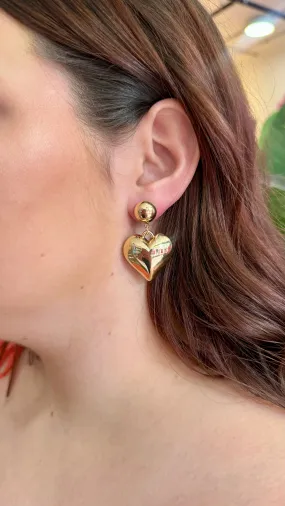 Bebe Gold Heart Dangle Earring