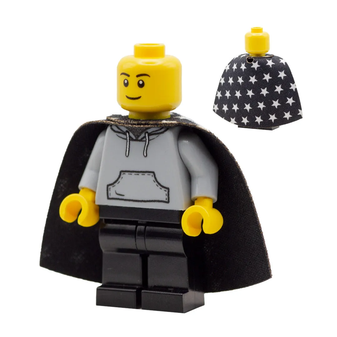 Black and White Starry Cape - Custom Cloth Minifigure Accessory