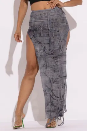 Blue Zone Planet |  Hazel's Distressed Thigh Slit Maxi Skirt